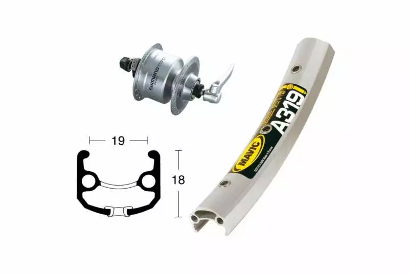 Rueda Delantera Winora Mavic A319 Dinamo - Imagen 2